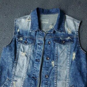 Special A Los Angeles California Denim Vest Jacket Womens S Small Blue Cotton